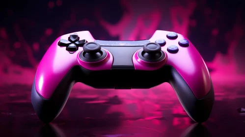 Pink and Black Video Game Controller 3D Rendering