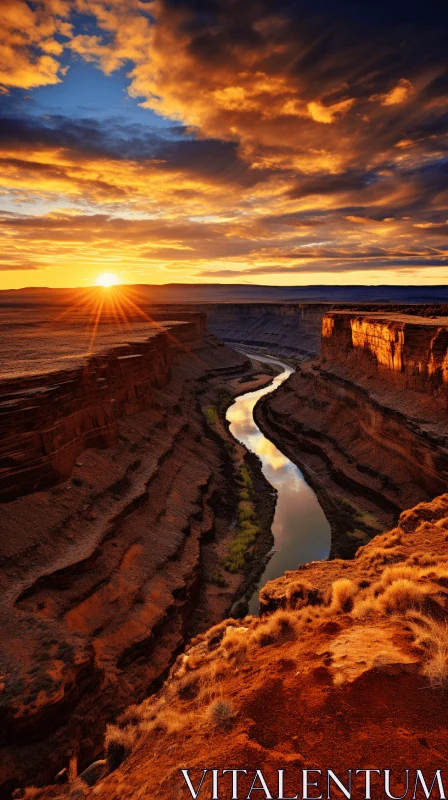 Golden Light: Captivating Desert Canyon in National Geographic Photo AI Image