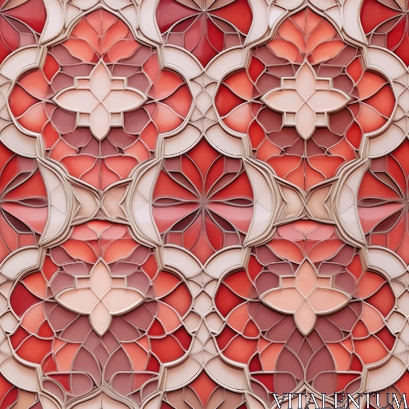 AI ART Pink and Red Stained Glass Quatrefoil Pattern