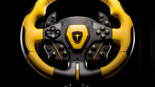 Sleek Black and Yellow Gaming Steering Wheel | Modern Design