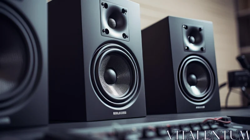 Black Studio Monitors for Music Production and Audio Engineering AI Image