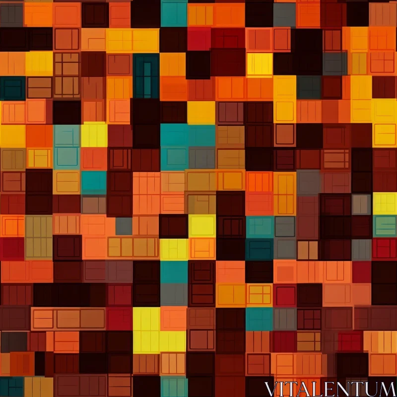 AI ART Brown, Orange, Yellow, Blue Square Pattern for Websites