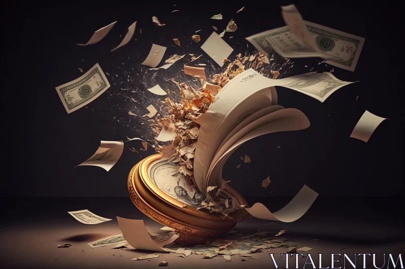 AI ART Captivating Money Art: Explosive Abstract Composition