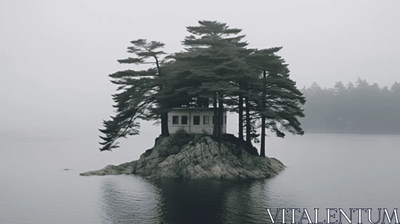 Tranquil House on Mystical Island | Zen Minimalism AI Image