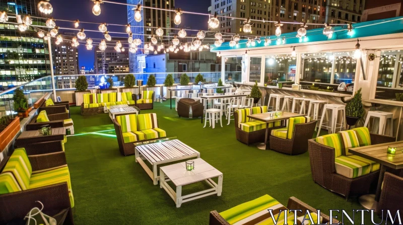 Captivating Rooftop Bar with Stunning City View AI Image