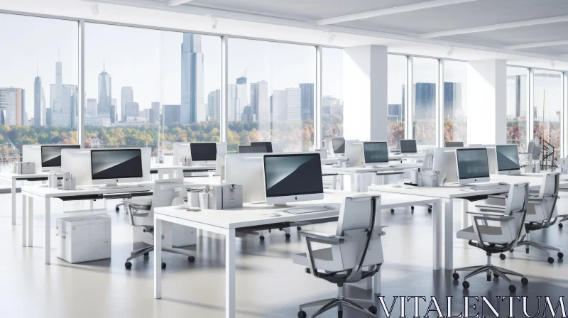 AI ART Contemporary Office Space with City View