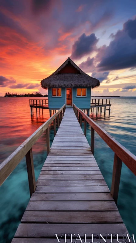Exotic Dock Leading into the Water | Romantic Atmosphere AI Image