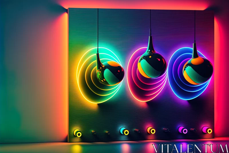Mesmerizing Neon Hanging Wall with Colorful Lights | Hyper-Realistic Art AI Image