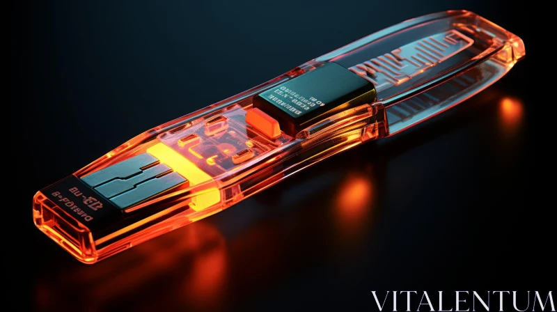 Orange Transparent USB Flash Drive 3D Rendering AI Image