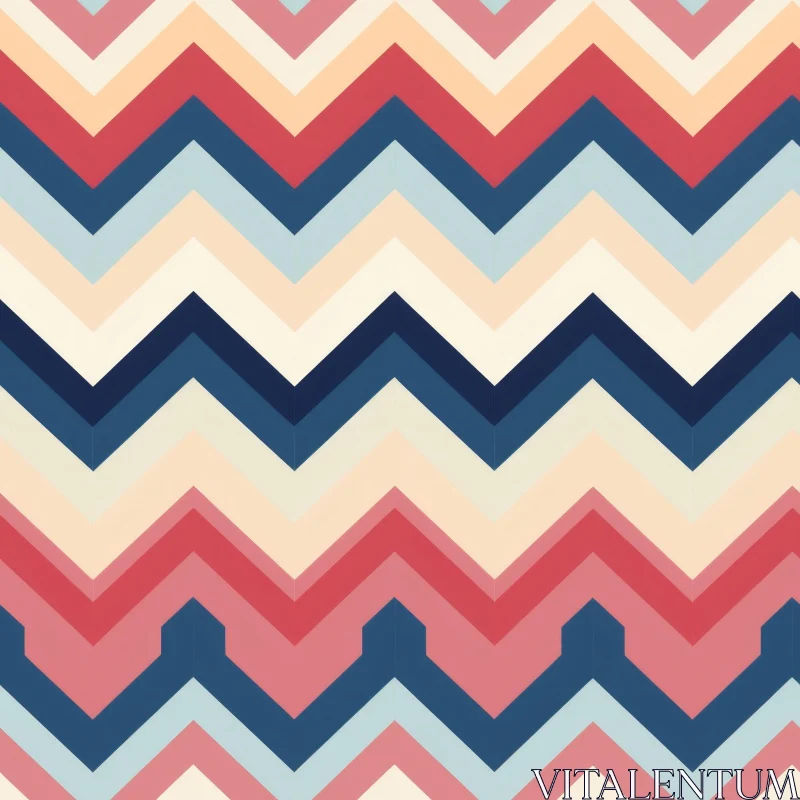 Blue Pink Cream Zig Zag Seamless Pattern AI Image