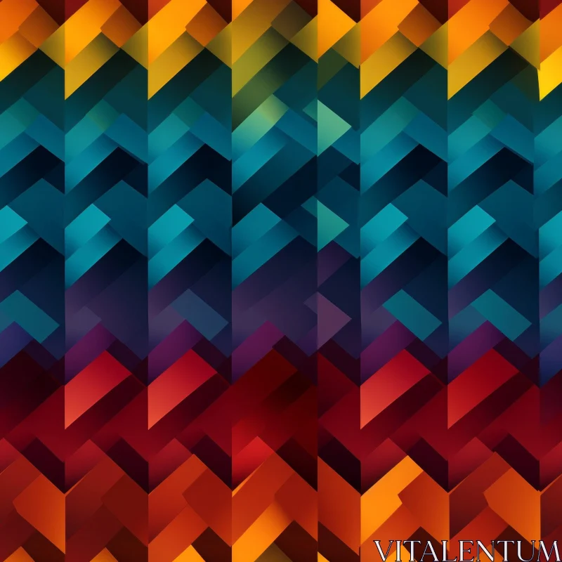 AI ART Colorful Gradient Geometric Pattern with Interlocking Chevrons