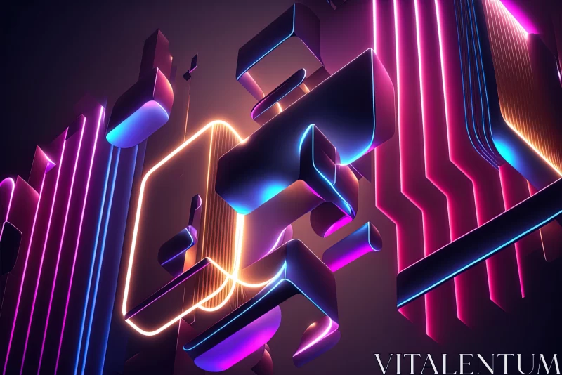 Colorful Neon Geometric Lines for Graphic Design AI Image