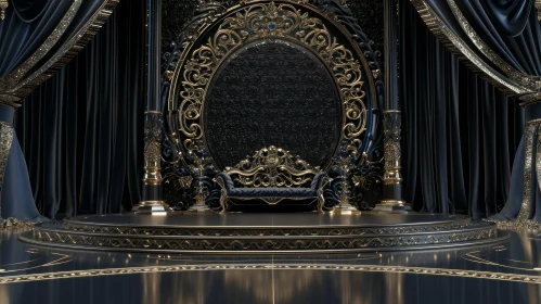 Opulent 3D Rendering of a Royal Throne Room