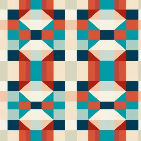 Retro Red, Blue, and White Geometric Pattern
