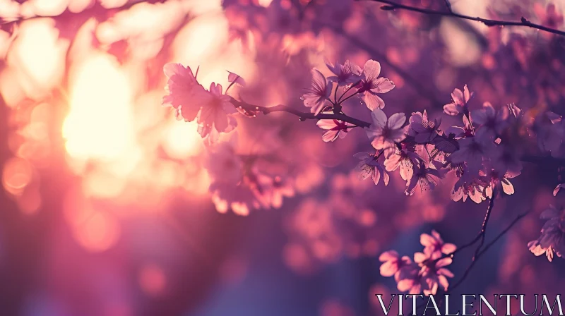 Serene Cherry Blossom Tree Landscape in Springtime AI Image