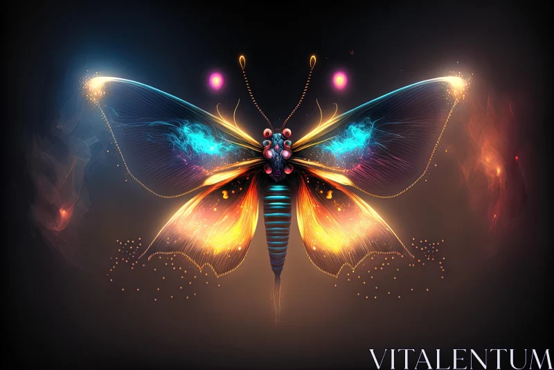 Whimsical Butterfly in Dark Setting | Detailed Character Design AI Image