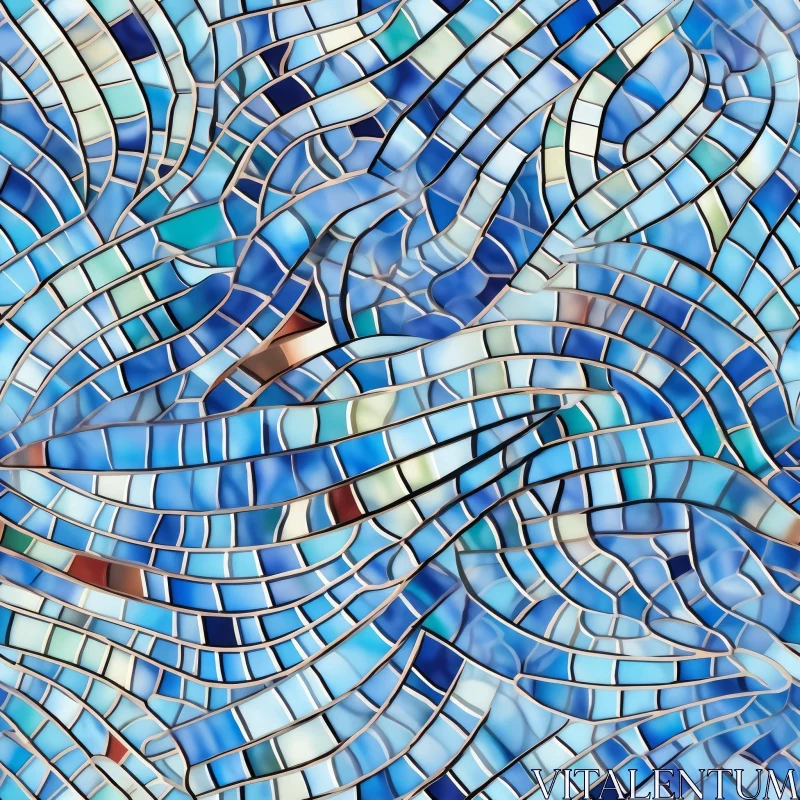 AI ART Blue and Green Mosaic Tiles | Mediterranean Inspired Artwork