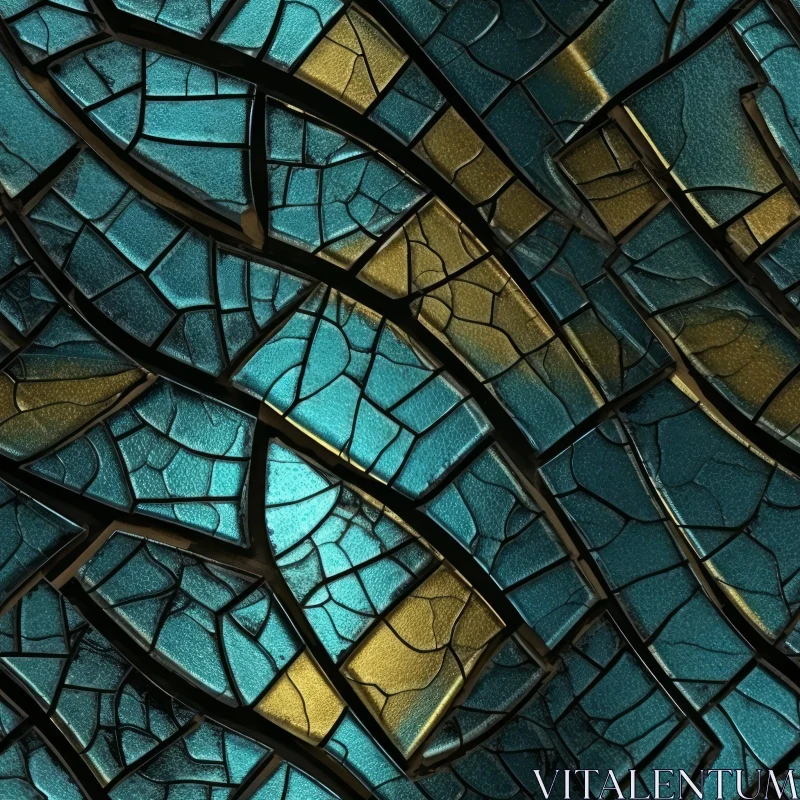 AI ART Blue Cracked Glass Texture - Seamless Background
