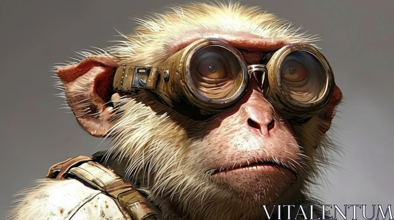Enigmatic Monkey with Steampunk Goggles AI Image