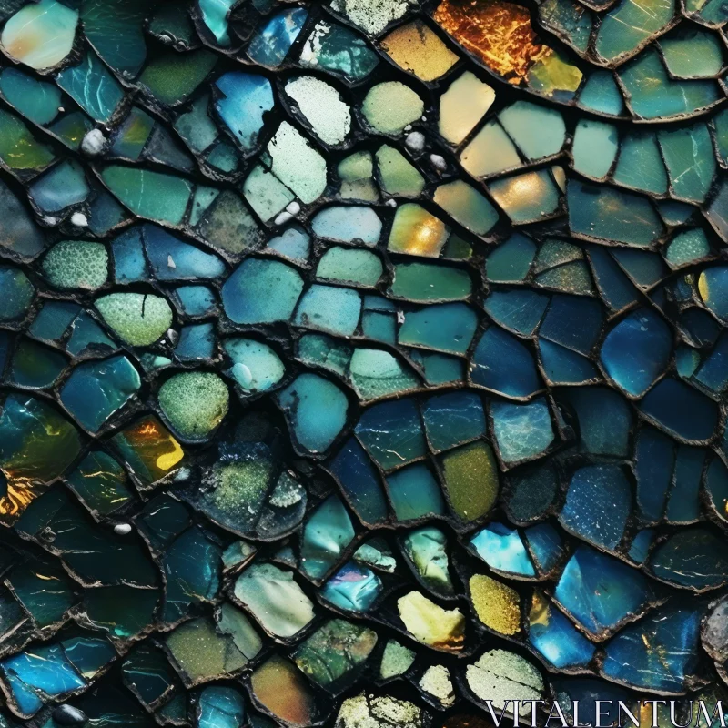 Intricate Glass Mosaic Art - Close-Up Detail AI Image