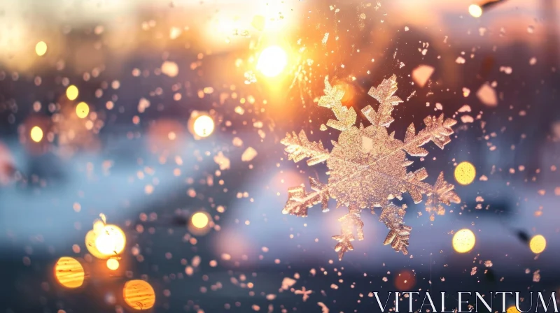 AI ART Snowflake on Frozen Window: A Serene and Delicate Image