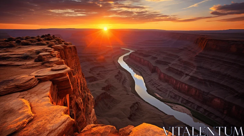 Sunrise over Beautiful Canyon: A Captivating Display of Nature's Beauty AI Image