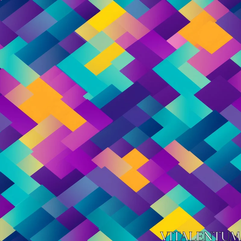 AI ART Blue Purple Yellow Geometric Pattern