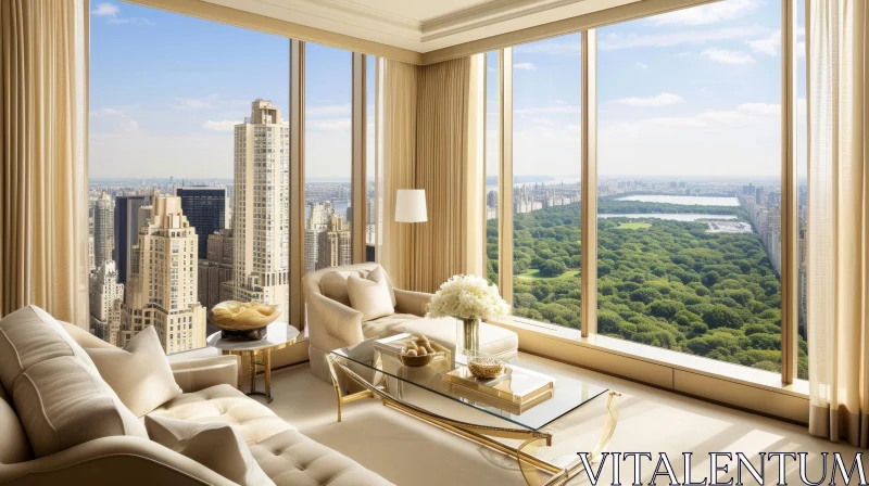 Captivating Living Room with City View - Artistic Home Decor AI Image