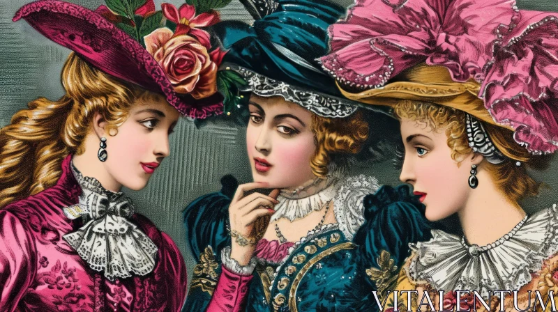 Elegant Women in 1800s Fashion | Artwork AI Image