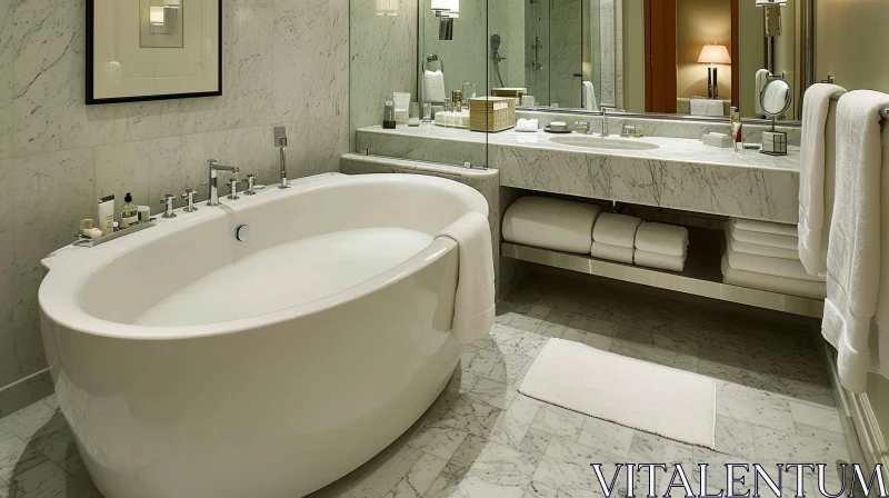 Luxurious Bathroom with Bathtub and Marble Sink | Exquisite Design AI Image
