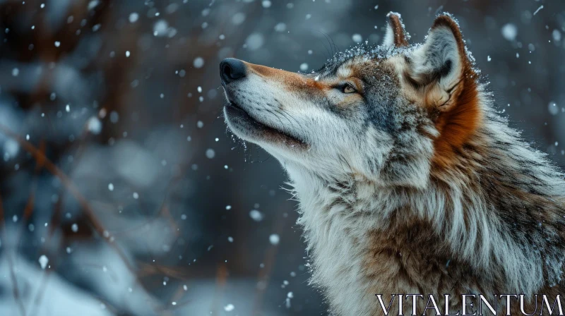 Majestic Wolf in Snowy Forest - Powerful and Awe-Inspiring Image AI Image