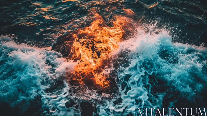 Stunning Seascape: Radiant Sun and Crashing Waves AI Image
