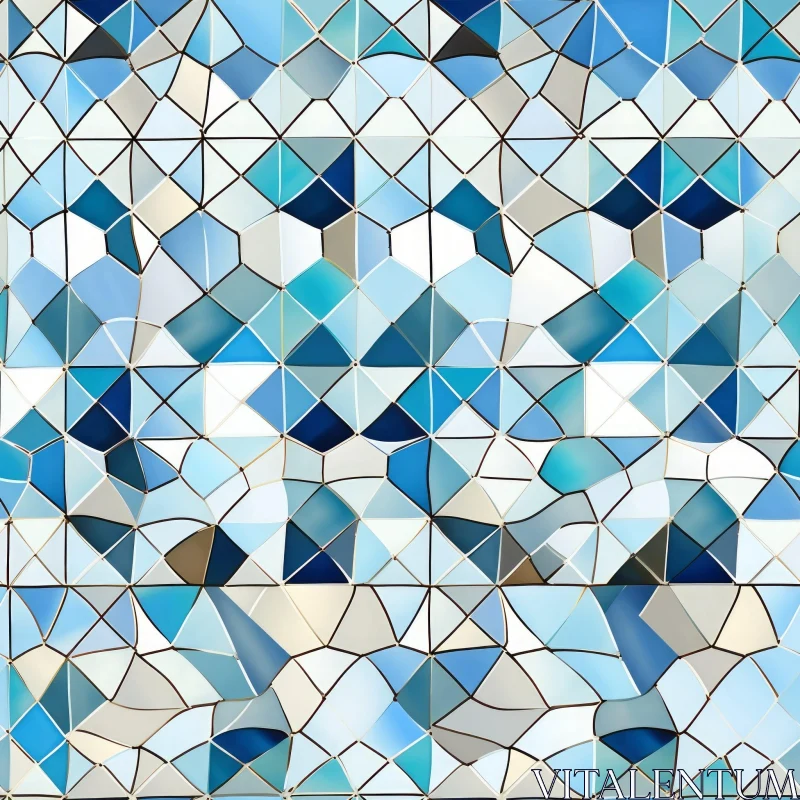 Traditional Blue and White Mosaic Tile Pattern AI Image