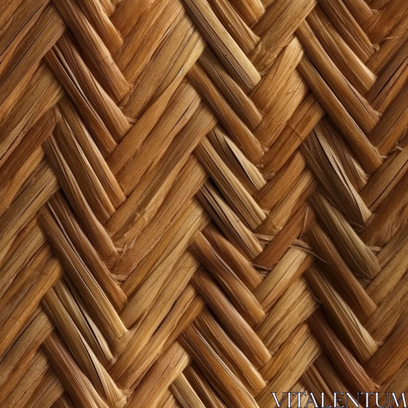 Woven Straw Mat Texture Close-Up AI Image