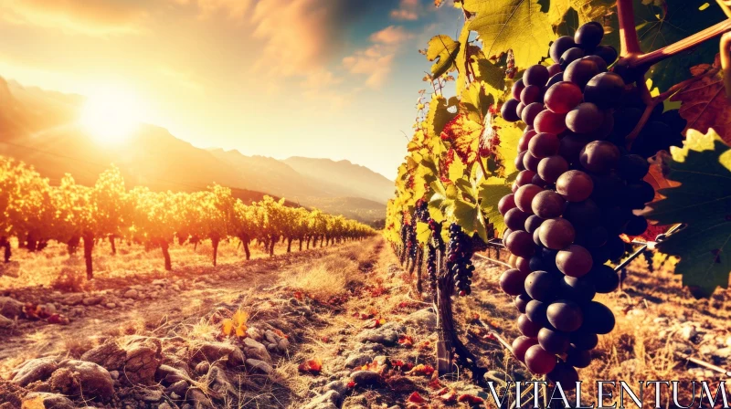 Bountiful Grape Harvest: A Serene and Colorful Scene AI Image