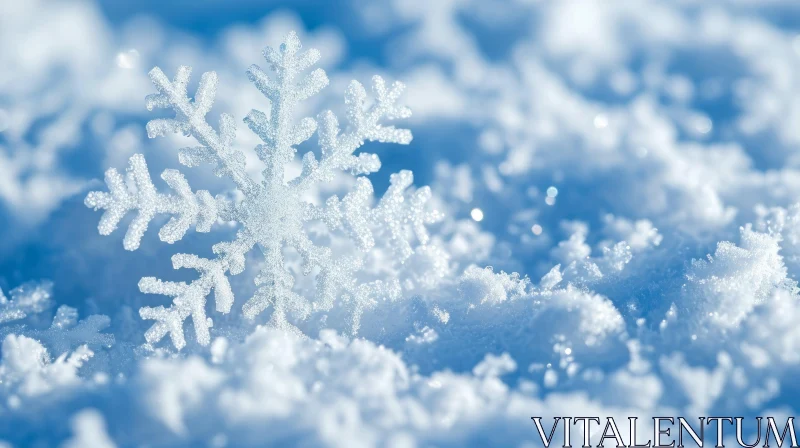 Captivating Snowflake on White Snow - A Stunning Natural Wonder AI Image