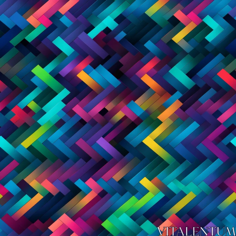 Colorful Herringbone Pattern on Black Background AI Image