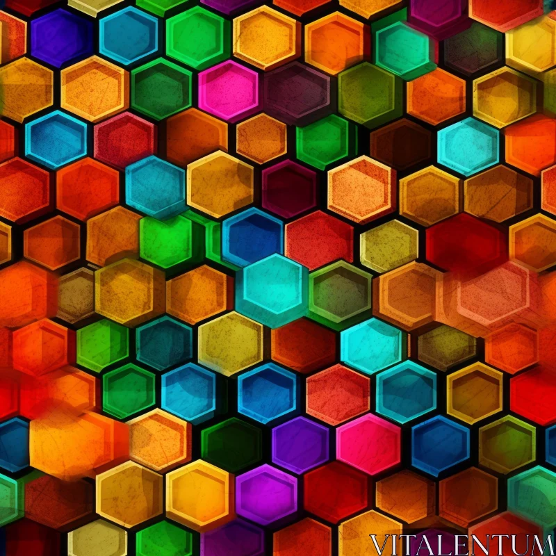 AI ART Colorful Hexagon Pattern - Modern Geometric Design