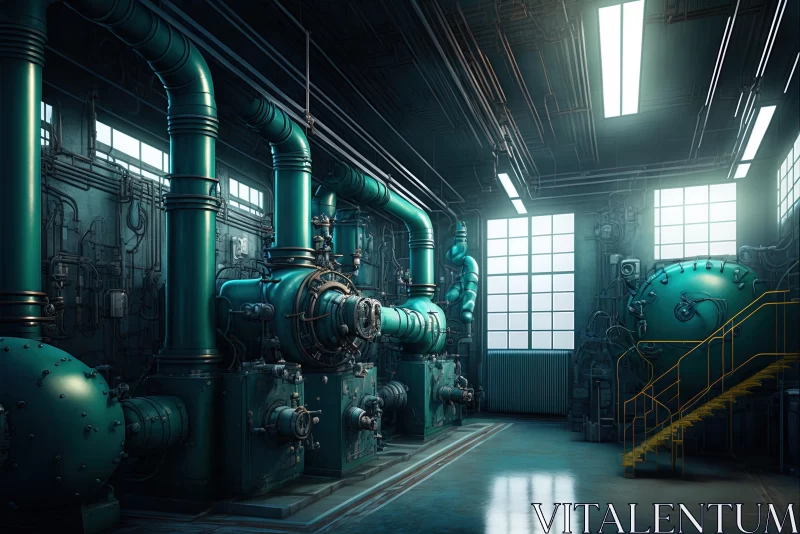 Intricate Industrial Fantasy Art: Hyper-Realistic Rendering AI Image