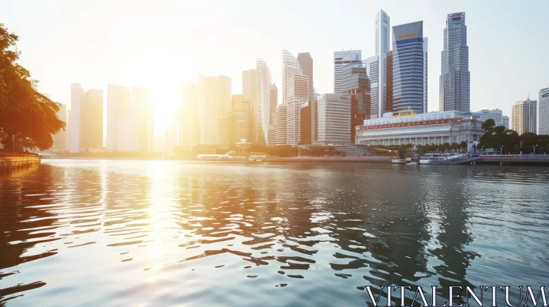 AI ART Captivating Singapore Skyline at Sunset | Marina Bay Architecture