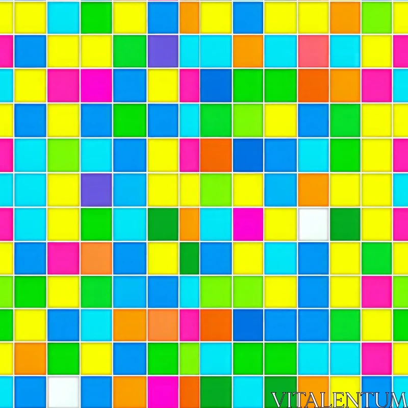 Colorful Grid of Squares - 3D Rendering Pattern AI Image