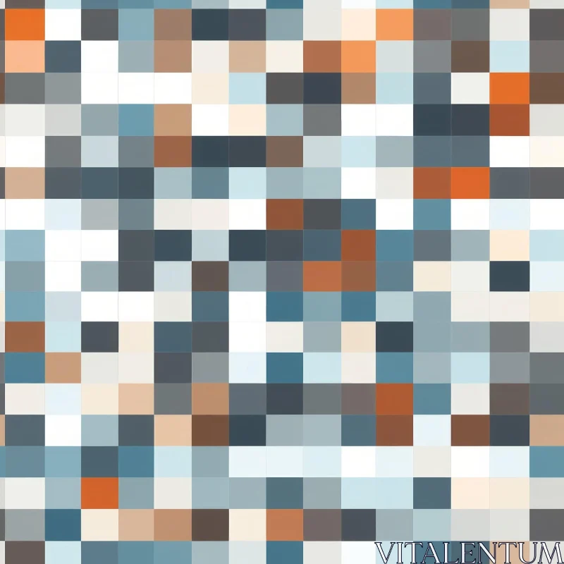Pixelated Blue Brown Orange Pattern AI Image