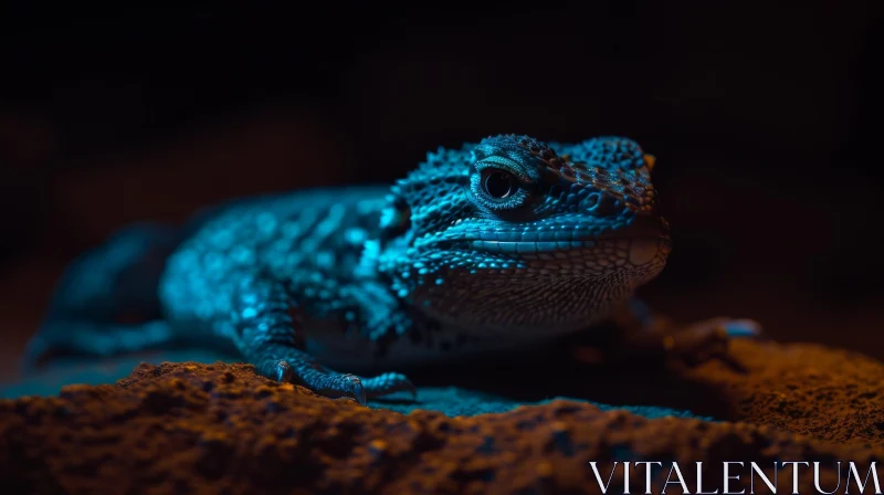Stunning Close-up of a Blue Agama Lizard | Vibrant Colors AI Image