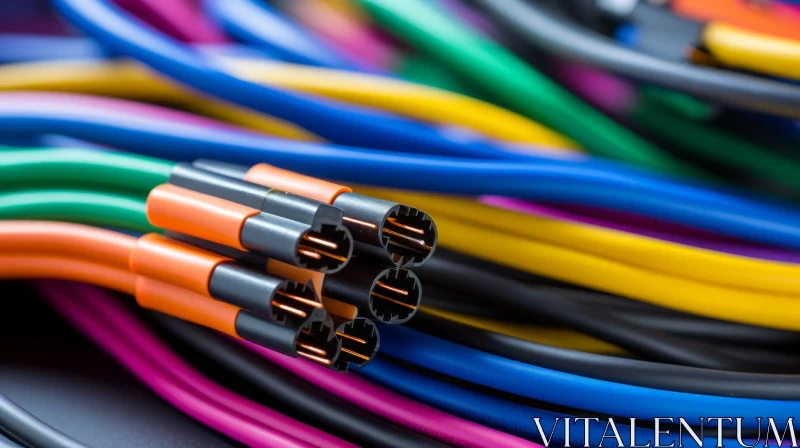 Colorful Multicolored Electrical Wires Collection AI Image
