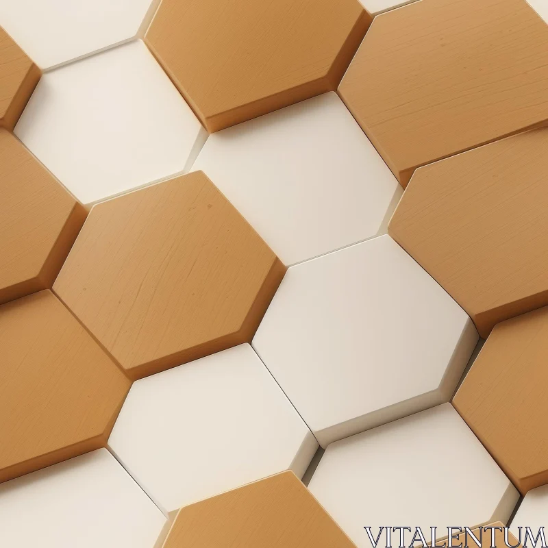 Honeycomb Pattern 3D Rendering in Light Brown and White AI Image