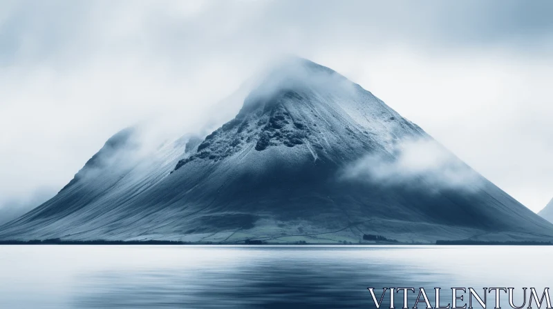 AI ART Cloudy Mountain Reflection in Water - Ethereal Scottish Landscapes
