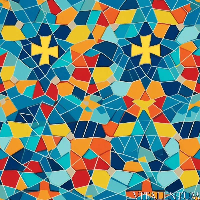 AI ART Colorful Mosaic Pattern - Artistic Glass Design