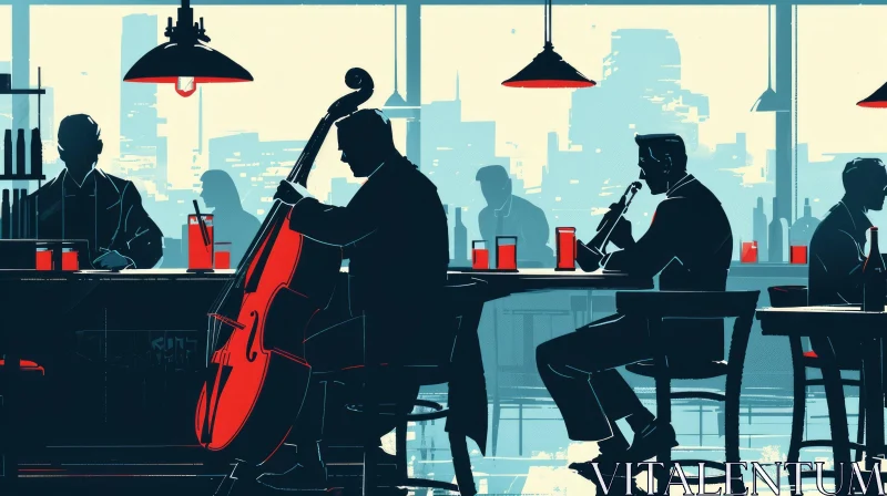 Digital Illustration of a Jazz Club: Atmospheric Art for Jazz Music Lovers AI Image