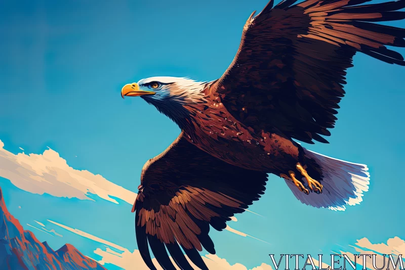 Majestic Eagle Soaring Through the Sky | Breathtaking Mountain Scenery AI Image