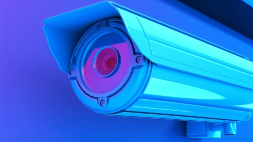 Blue Security Camera 3D Illustration - Realistic Style